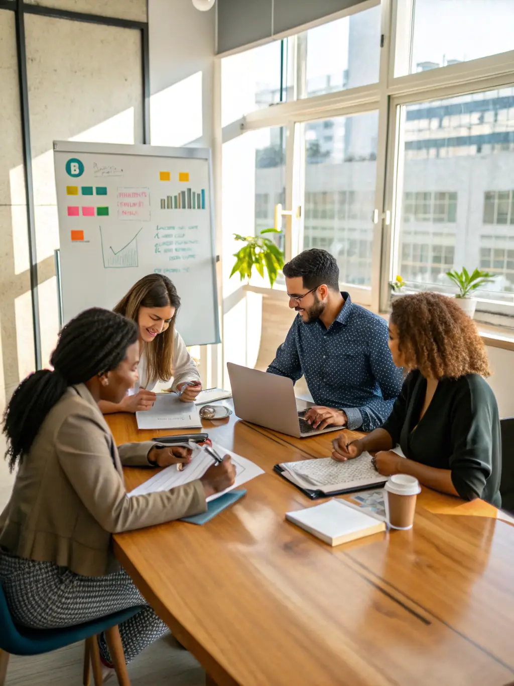 A group of diverse professionals attentively participating in an interactive workshop, with a presenter using a digital whiteboard, set in a modern Singapore office environment. This image will be used to illustrate the benefit of high-quality lead generation through educational experiences.